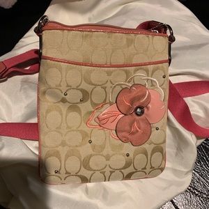 Coach tan and pink crossbody